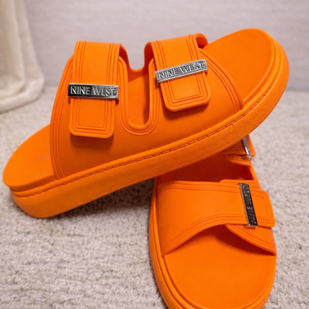 🌟WEEKEND FLASH SALE - Nine West Bright Orange Slide Sandals